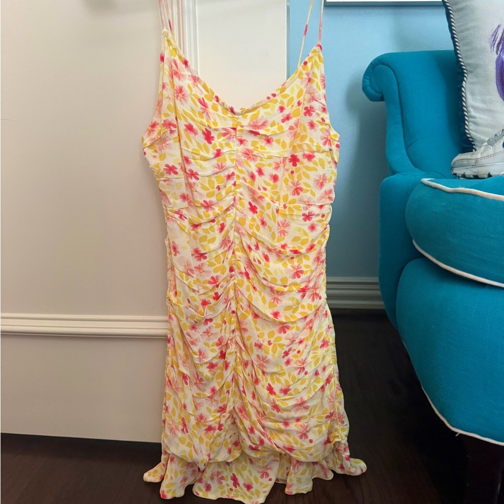 Floral Mini Dress - Yellow and Pink